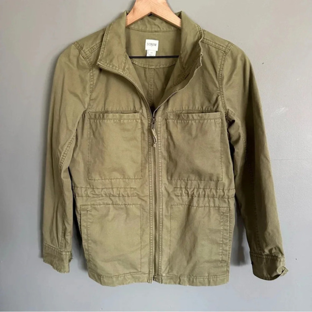 J CREW OLIVE‎ GREEN 100% COTTON UTILITY JACKET XS